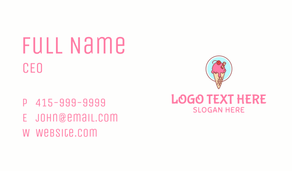 Cherry Ice Cream Cone Business Card Design Image Preview