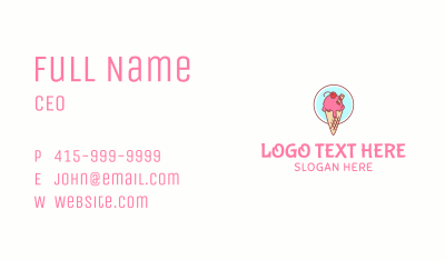 Cherry Ice Cream Cone Business Card Image Preview
