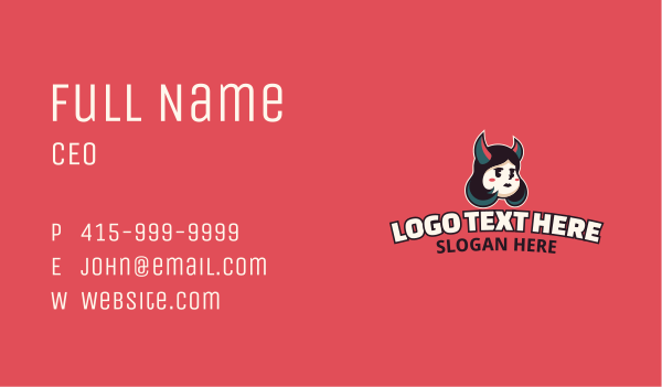 Devil Horns Woman Business Card Design Image Preview