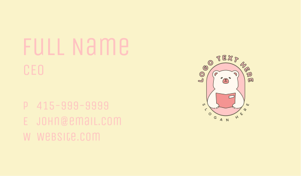 Plush Bear Reading Business Card Design Image Preview