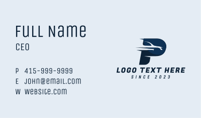 Race Car Express Letter P Business Card Image Preview