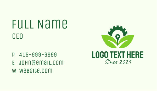 Green Eco Gear Business Card Design Image Preview
