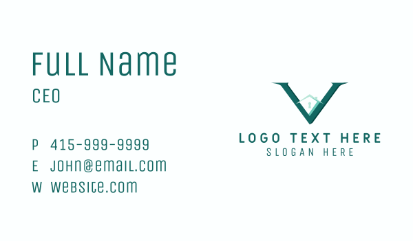 Roof Keyhole Letter V Business Card Design Image Preview