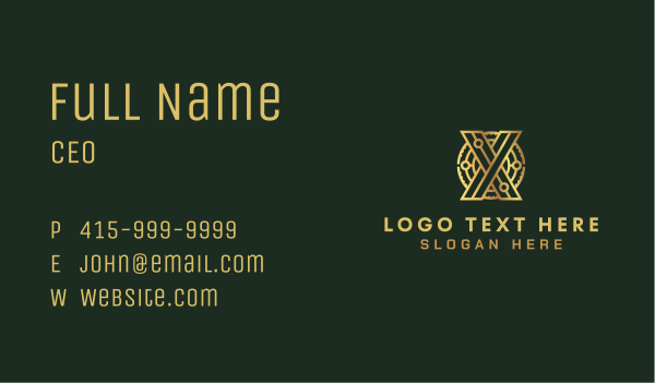 Gold Digital Crypto Letter X Business Card Design Image Preview