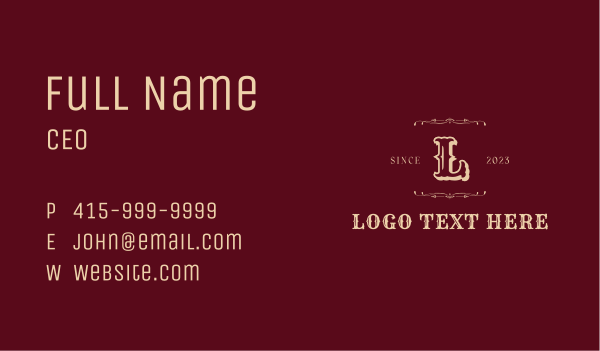 Vintage  Classic Lettermark Business Card Design Image Preview
