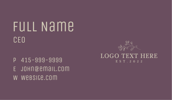 Aesthetic Minimal Floral Wordmark Business Card Design Image Preview