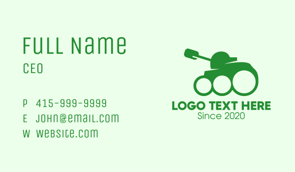 Green Military Tank Business Card Design