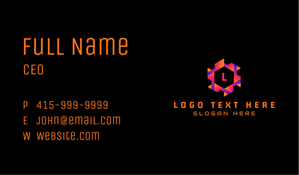 Cyber Hexagon Gaming Letter Business Card Design Image Preview