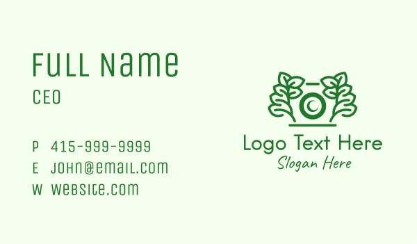 Green Camera Leaf  Business Card Design Image Preview