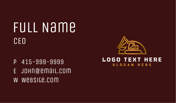 Excavator Backhoe Digger Business Card Design Image Preview