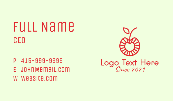 Minimalist Red Cherry  Business Card Design Image Preview