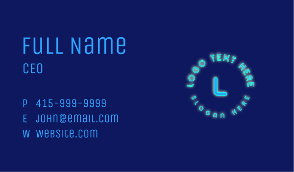 Cool Blue Neon Lights Business Card Design Image Preview