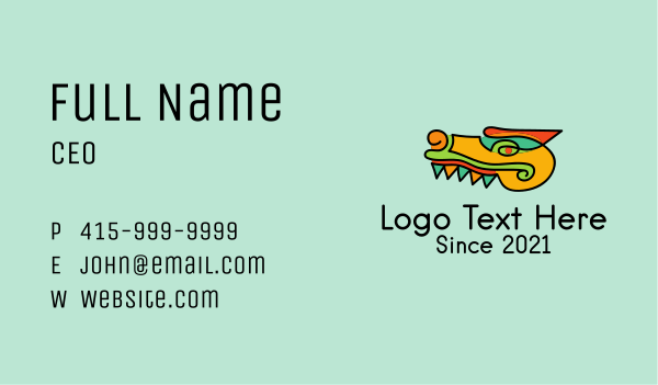 Multicolor Aztec Crocodile Business Card Design Image Preview
