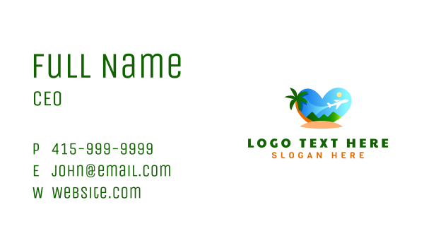 Heart Island Vacation Business Card Design Image Preview