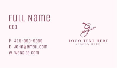 Floral Salon Letter G Business Card Image Preview
