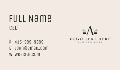 Law Justice Letter A Business Card Image Preview