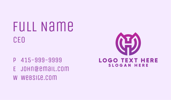 Purple Gradient Letter H Business Card Design Image Preview