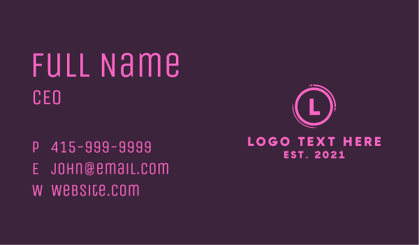 Pink Circle Letter Business Card Design Image Preview