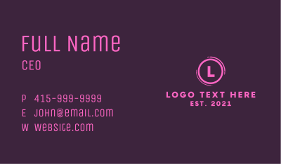 Pink Circle Letter Business Card Image Preview