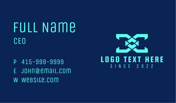 Futuristic Gaming Tech Business Card Design Image Preview