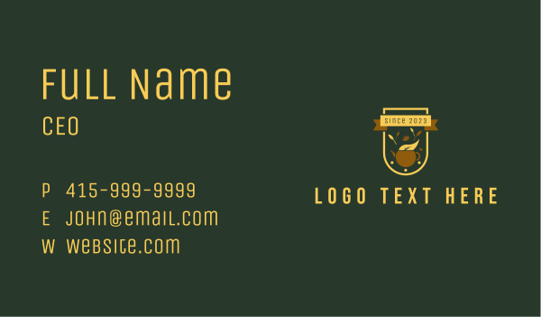 Organic Tea Kettle Badge Business Card Design Image Preview