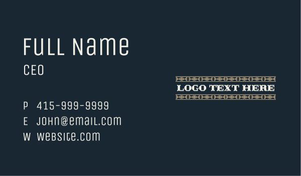 Retro Western Embroidery Wordmark Business Card Design Image Preview