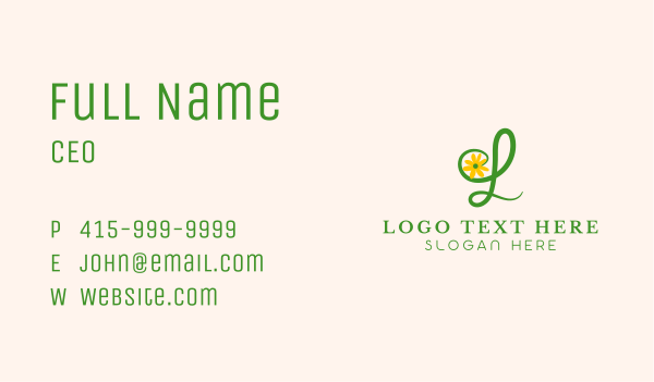 Sunflower Floral Letter L Business Card Design Image Preview