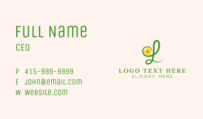 Sunflower Floral Letter L Business Card Image Preview