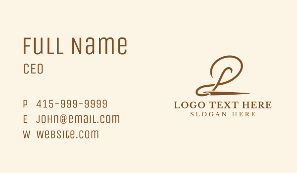 Needle Stitch Letter P Business Card Design Image Preview