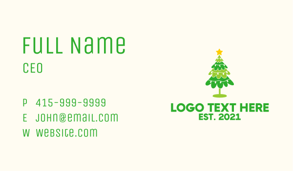 Festive Christmas Tree  Business Card Design Image Preview
