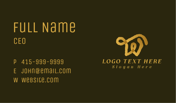 Gold Ink Letter W Business Card Design Image Preview