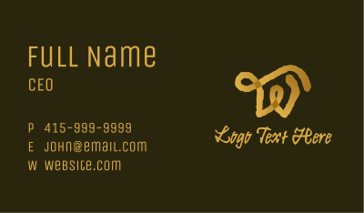 Gold Ink Letter W Business Card