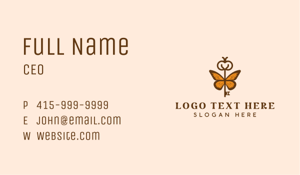 Butterfly Wings Key Boutique Business Card Design Image Preview