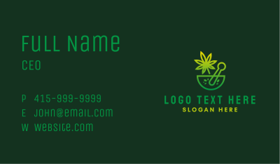 Green Weed Mortar & Pestle Business Card