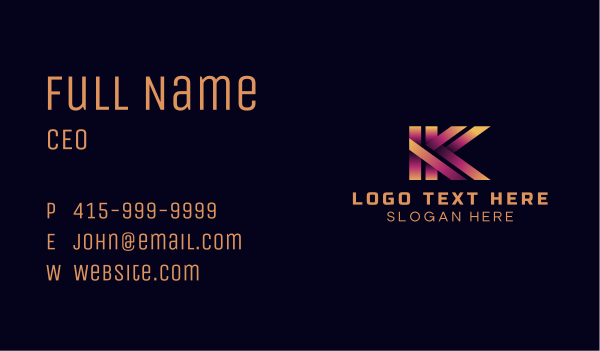 Abstract Gradient Letter K Business Card Design Image Preview