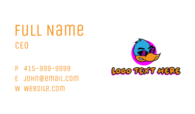 Cool Duck Mascot Business Card