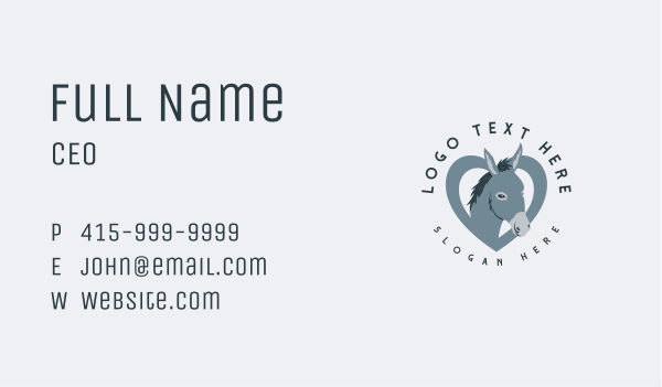 Farm Heart Donkey  Business Card Design Image Preview