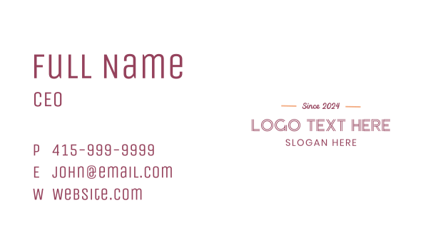 Creative Minimalist Wordmark Business Card Design Image Preview