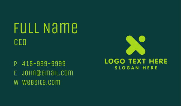 Green Tech Letter X Business Card Design Image Preview