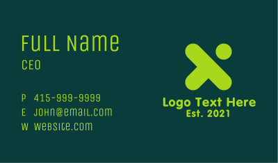 Green Tech Letter X Business Card