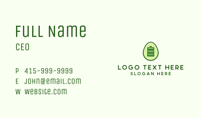 Green Energy Battery Egg Business Card Image Preview