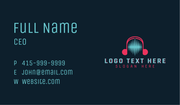 Audio Soundwave Headphones Business Card Design Image Preview