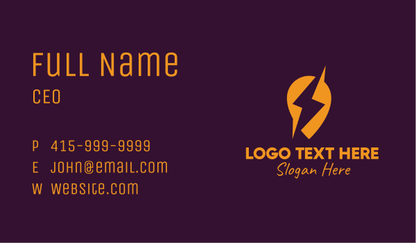 Energy Lightning Pin Business Card Design Image Preview