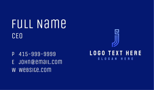 Digital Letter J Modern Business Card Design Image Preview