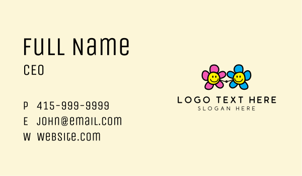 Cute Friendly Flower  Business Card Design Image Preview