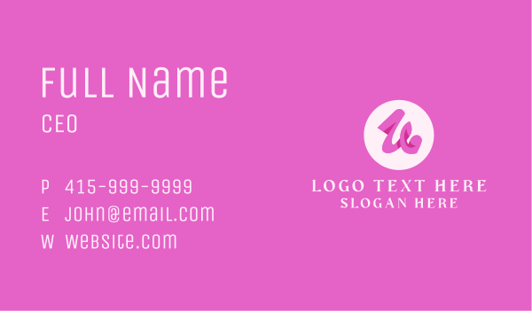Pink Fashion Letter U Business Card Design Image Preview