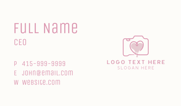 Heart Photo Camera Business Card Design Image Preview