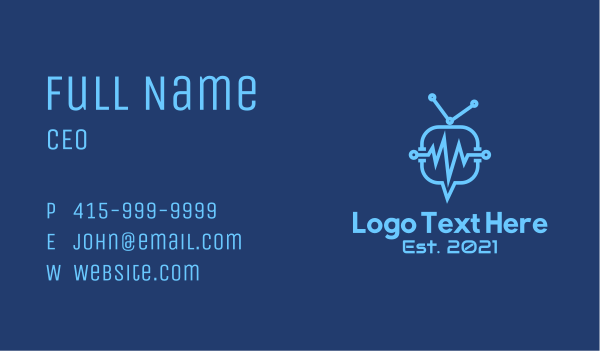 Blue Medical Pulse Chat  Business Card Design Image Preview