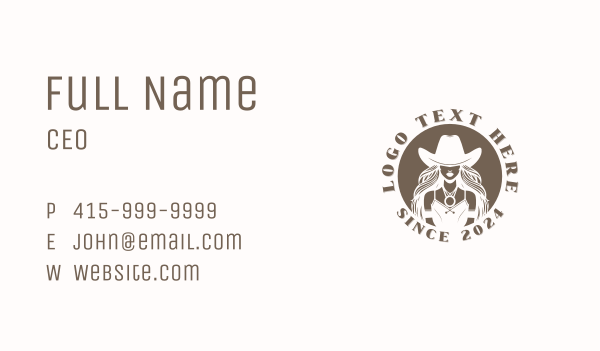 Woman Western Cowgirl Business Card Design Image Preview