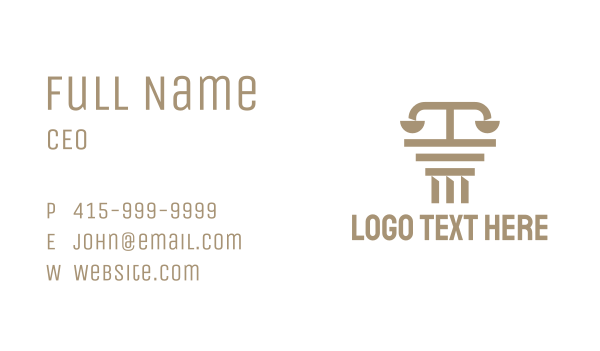 Brown Justice Law Business Card Design Image Preview